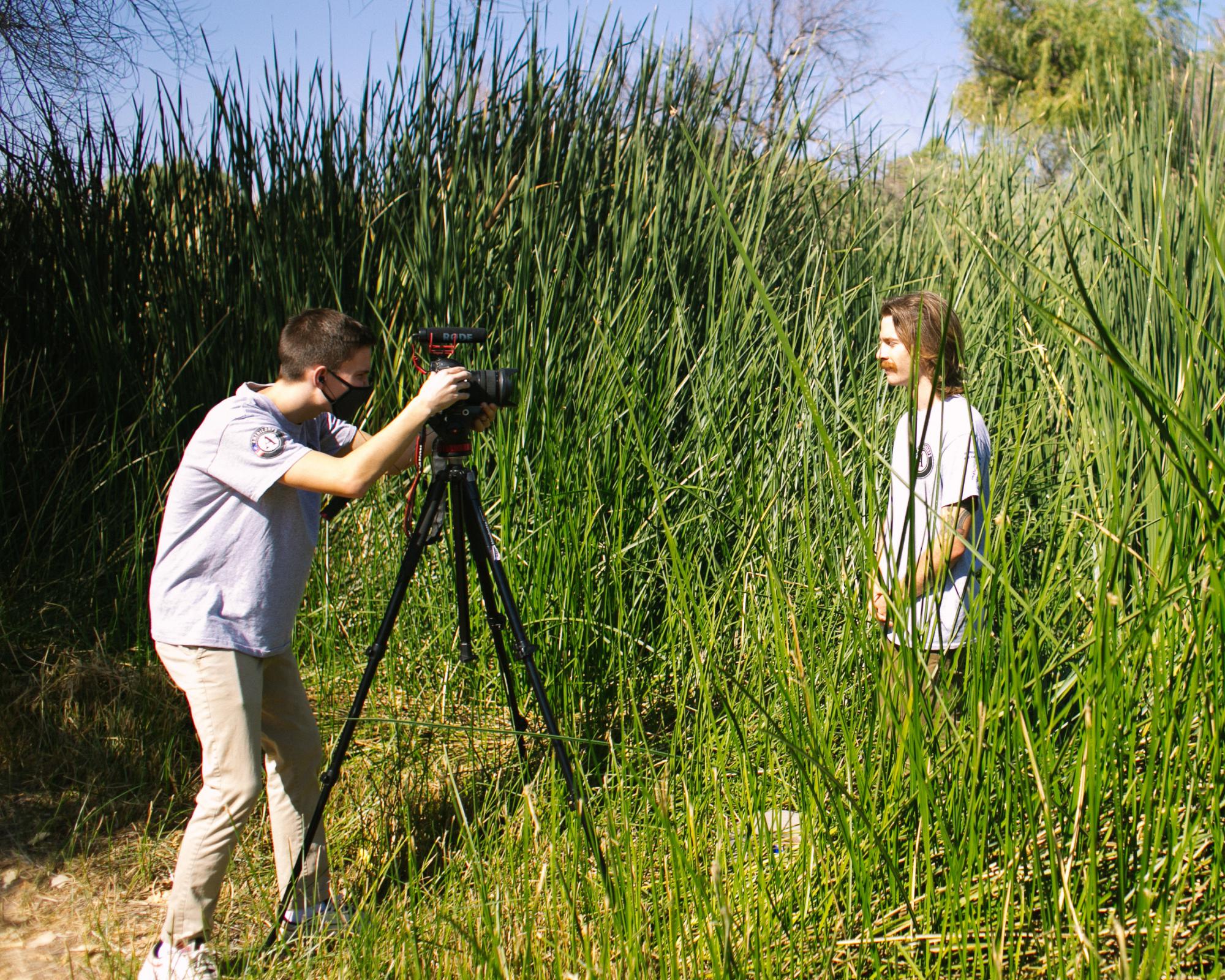 Photo of Water Educators filming a video at Sweetwater Wetlands